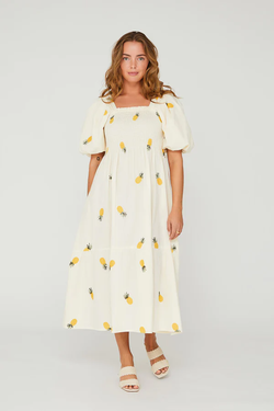 Cheri Fruit Dress Sand/Yellow - A-view