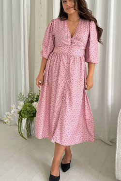 Adel long Dress Pink Flower Dress - BY IC