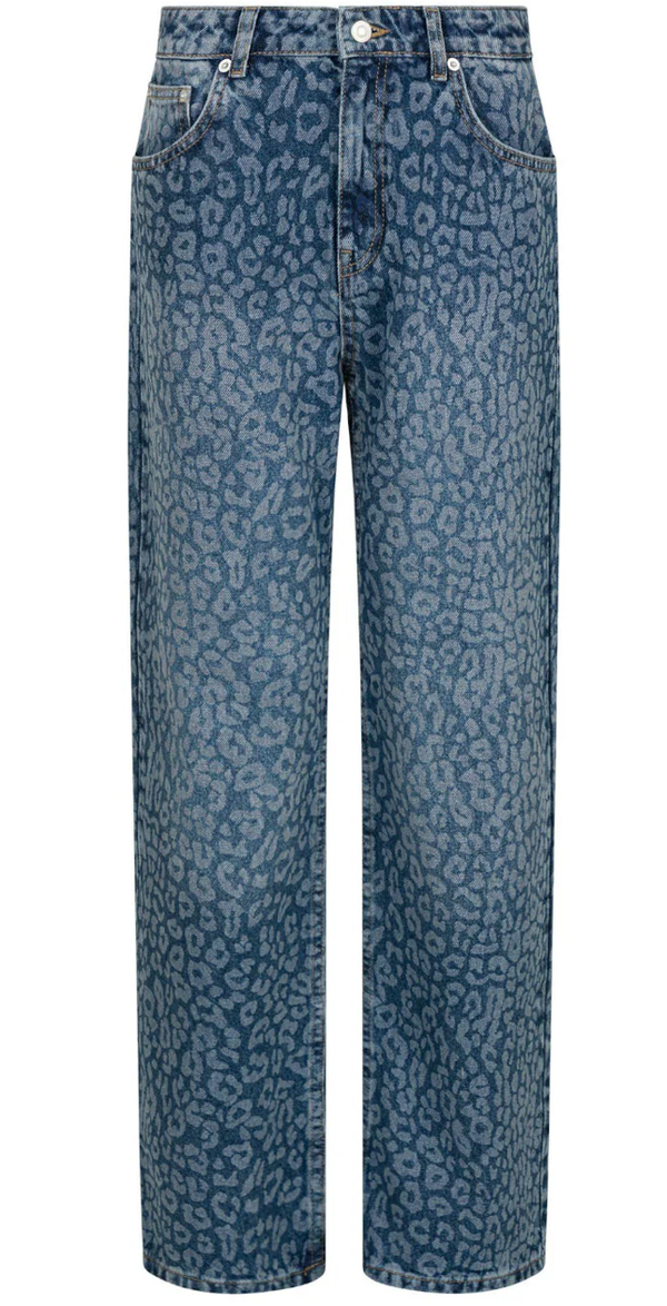 Simona fade leo pants Denim leo print - Neo noir
