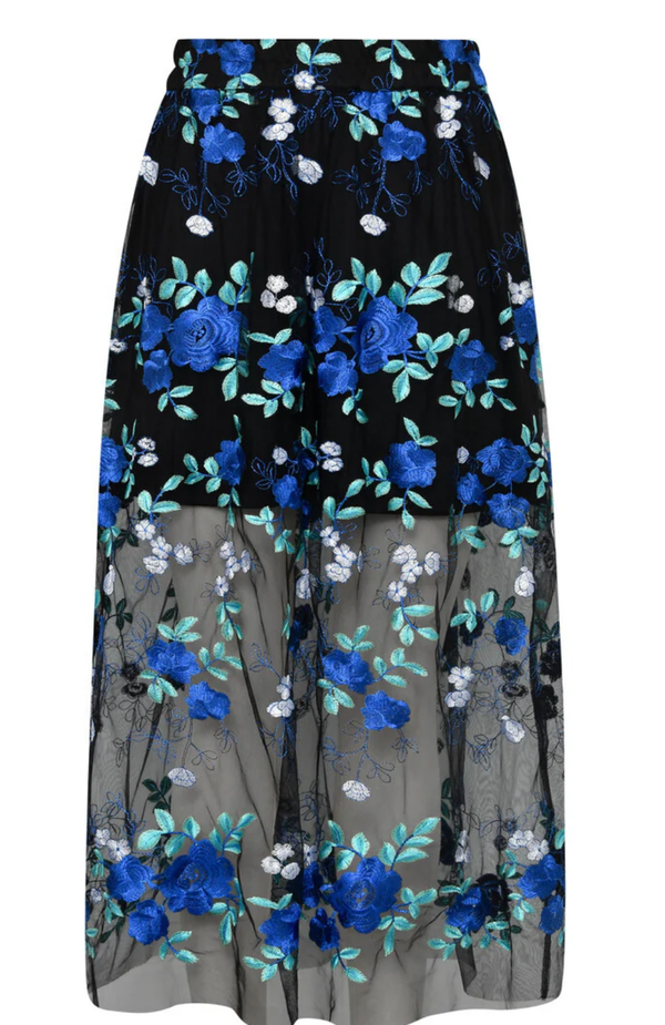 Fuschia skirt black/blue - A-view