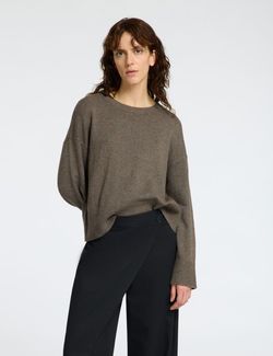 Lara Ls knit O-neck  morel/melange - Selected femme