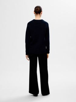 Lulu LS knit O-neck Sapphire/melange - Selected femme