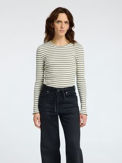 Anna LS crew neck tee VETIVER - Selected femme